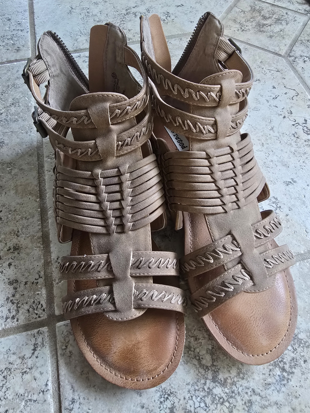 Not Rated Woven Strappy Sandals - Taupe